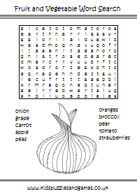 Fruit and Vegetable Word Search - Kids Puzzles and Games