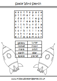Easy Crossword on Space Word Search   Kids Puzzles And Games