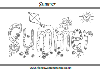 Summer Colouring Sheets - Kids Puzzles and Games