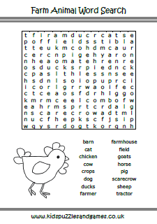 Farm Animal Word Search - Kids Puzzles and Games
