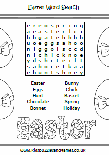 Easter Word Search Easy