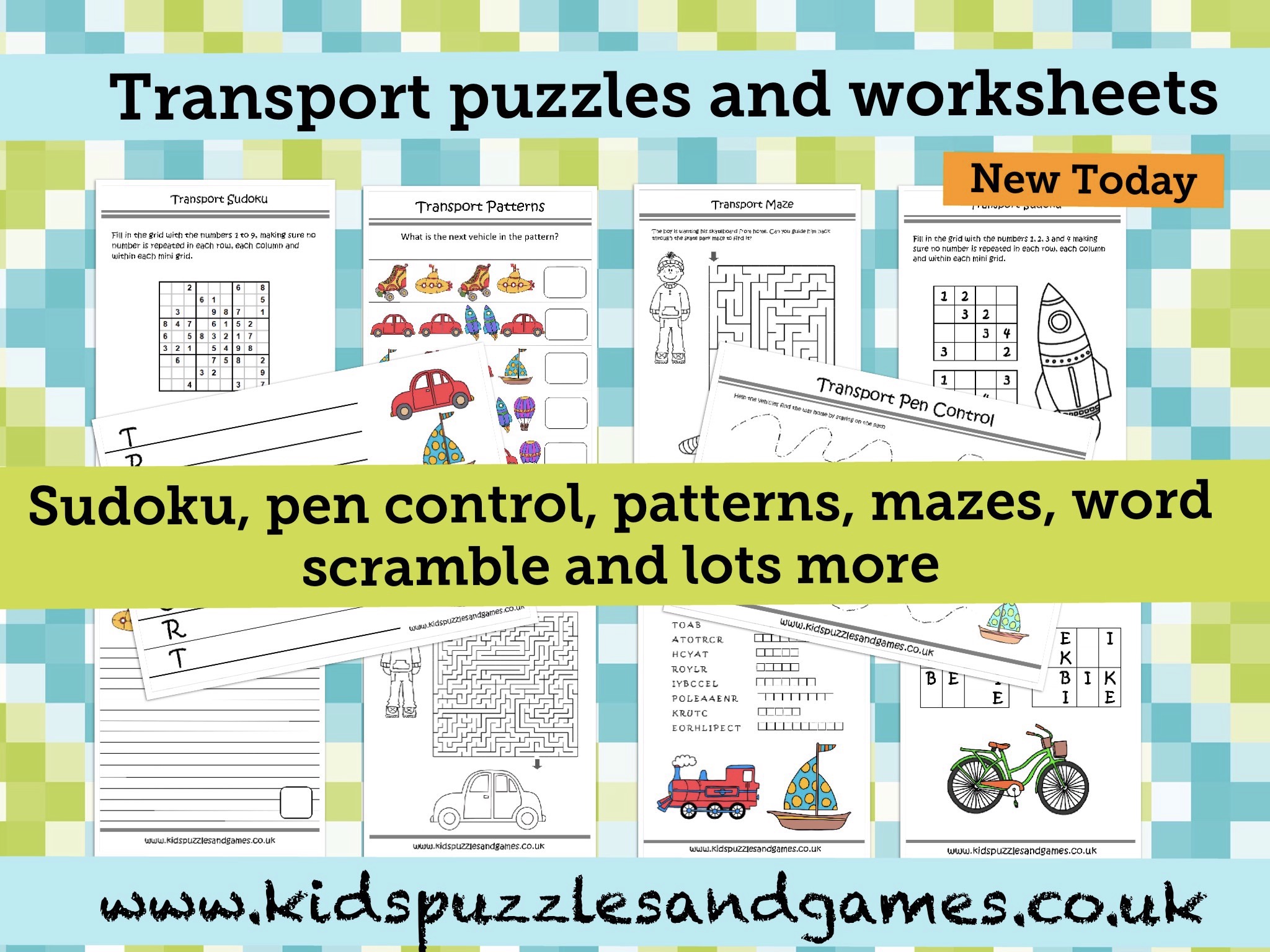 All new transport puzzles and worksheets