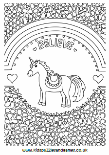 Unicorn and Rainbows Mindful Colouring - Kids Puzzles and Games