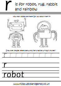 Handwriting Practice Worksheet R - Kids Puzzles and Games