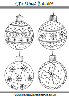 Christmas Baubles Coloring Page - Kids Puzzles and Games