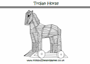 Trojan Horse Colouring Page - Kids Puzzles and Games