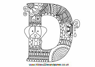 Letter D Colouring Sheets - Kids Puzzles and Games