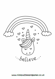 Unicorn Believe Colouring - Kids Puzzles and Games