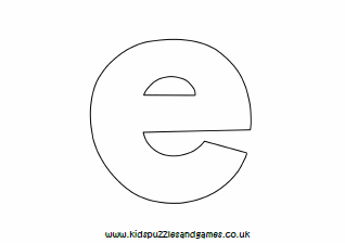 E Outline Lowercase Colouring Sheet - Kids Puzzles and Games