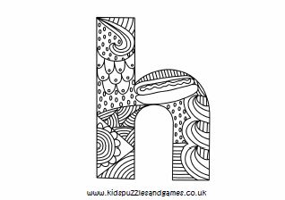 H Mindful Lowercase Colouring Sheet - Kids Puzzles and Games