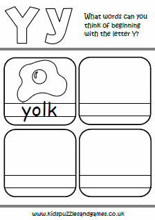 Y Words Beginning With Letter Y Kids Puzzles And Games