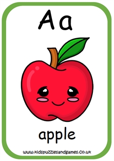 A is for Apple Poster - Kids Puzzles and Games
