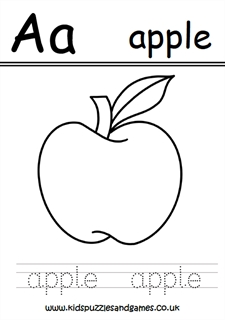 A is for Apple Worksheet - Kids Puzzles and Games