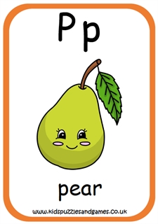 P is for Pear Poster - Kids Puzzles and Games