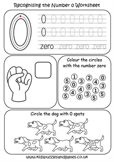 0 Recognising the Number Zero Worksheet - Kids Puzzles and Games