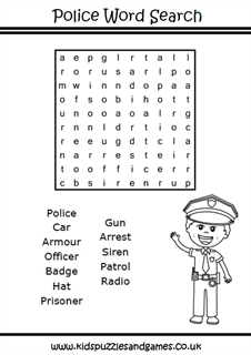 Police Word Search - Kids Puzzles and Games