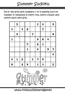 Summer Sudoku Puzzles and