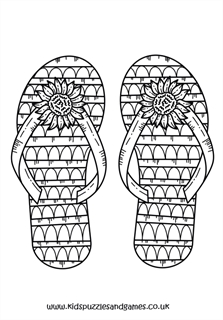 Summer Flip Flops Colouring Page - Kids Puzzles and Games