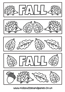 Autumn Coloring Bookmark for Kids, Printable Fall Coloring Bookmarks